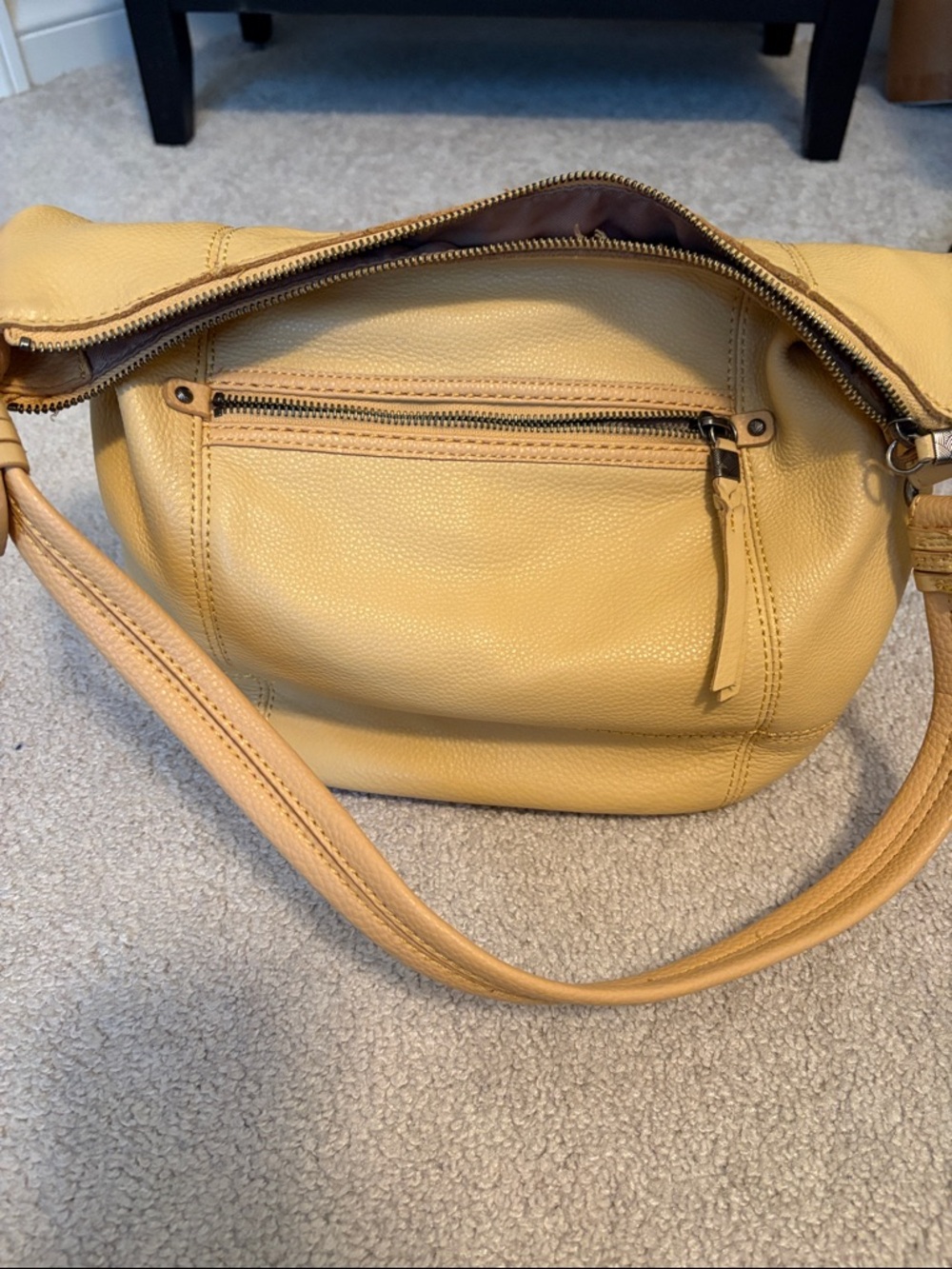 The Sak Pebbled Leather Shoulder Bag in Yellow